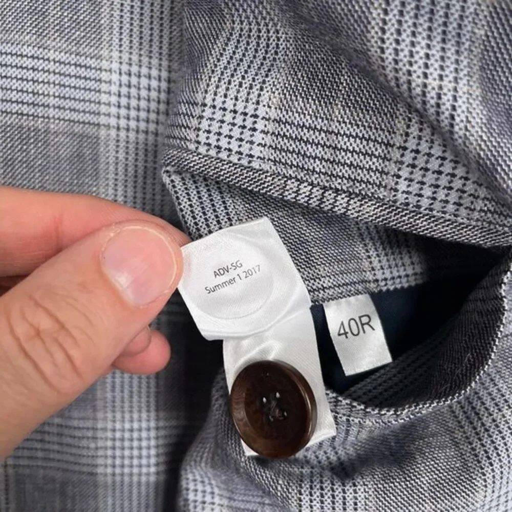 UNTUCKit Blazer 40R Gray Glen Plaid‎ Linen Unstructured Sport Coat Surgeon Cuffs